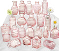 Pink Glass Bud Vase Set of 22, Small Vases by KAMJUNTAR