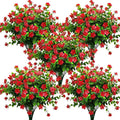 10 Bundles Artificial Fake Flowers, Faux Outdoor Plastic Plants UV Resistant by Grunyia