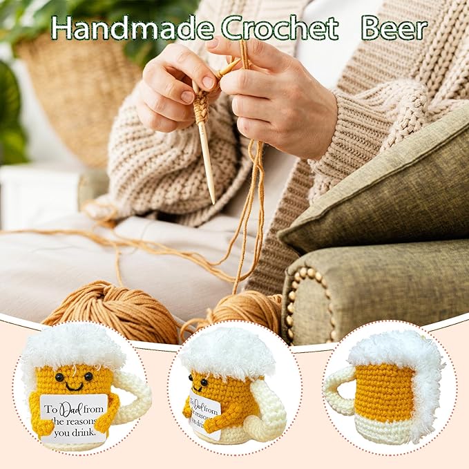 Emotional Support Crochet Beer, Drinker Gift - Image 4