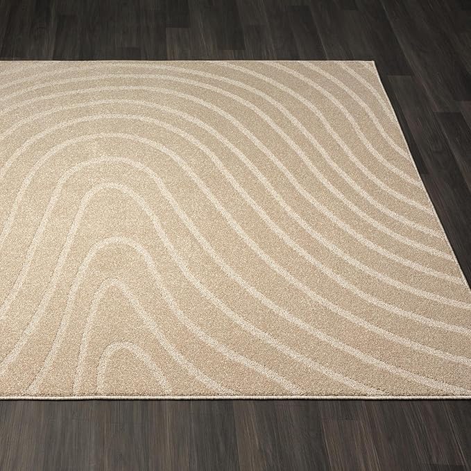 LUXE WEAVERS Modern Geometric Wave Beige 2x3 Area Rug - Image 4