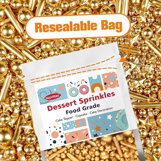 Gold Pearl Star Rods Sprinkles, Edible Gold Pearls Sprinkles - Image 8