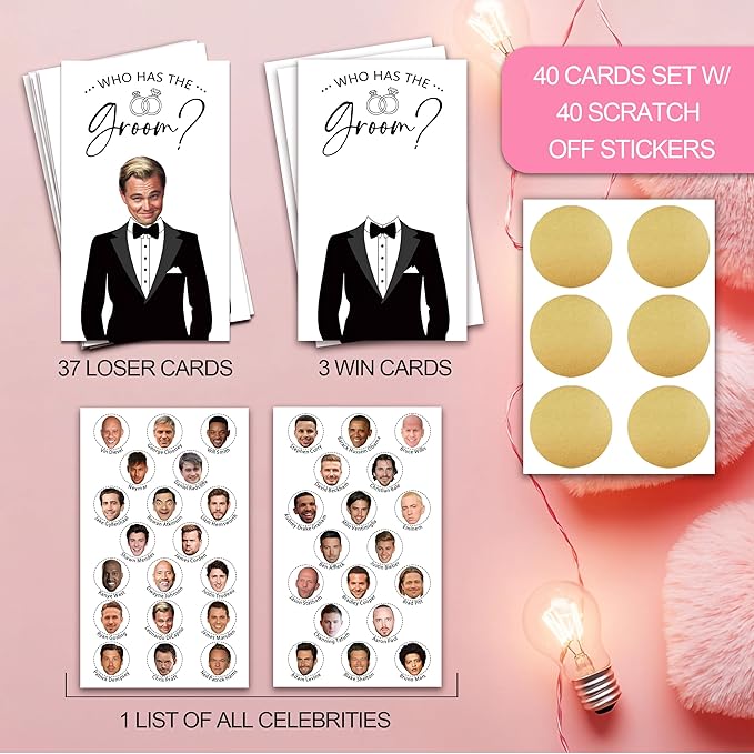 Who Has The Groom Bridal Shower Games, 3.5"x 2.1" Bachelorette Party Favor Decor - Image 3
