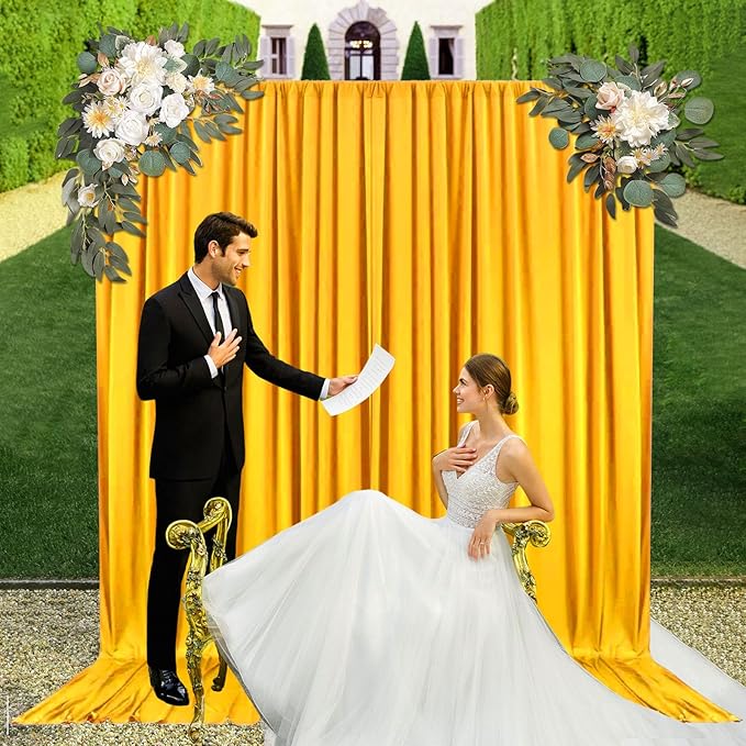 10ft x 10ft Gold Yellow Backdrop Curtains - Image 5