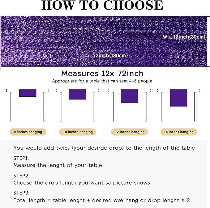 6 Packs 12 x 72 inches Sequin Table Runner - Image 5
