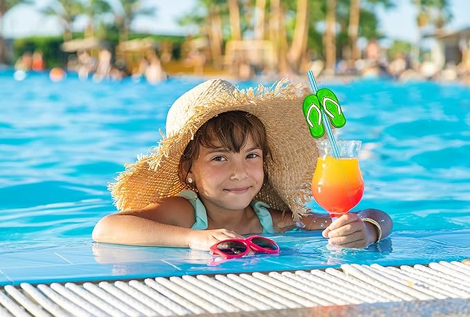 24 Pieces Beach Theme Reusable Plastic Drink Cocktail Straws Beach Ball Pool - Image 2