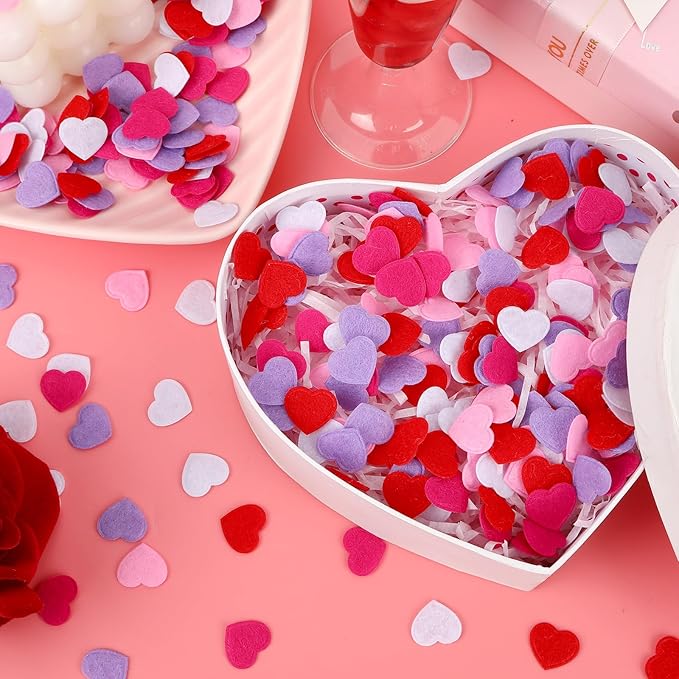 MARFOREVER Valentine's Day Felt Hearts Confetti, Heart Decorations Foam Confetti - Image 4