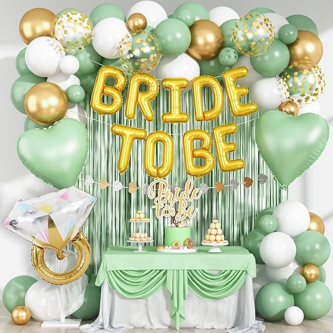 Sage Green Bachelorette Party Decorations, Bride To Be Helium Mylar Foil Letter by Paeyeq