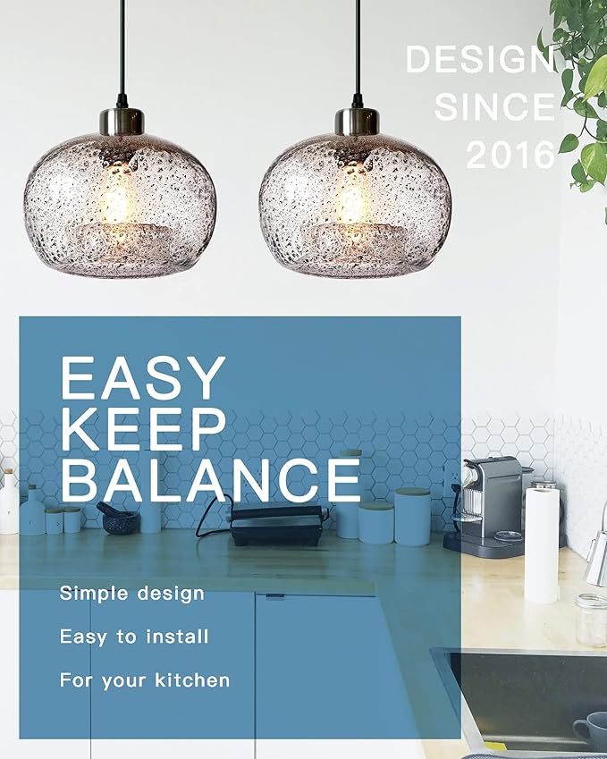 CASAMOTION Pendant Lighting Handblown Glass Drop Ceiling Lights, Modern Rustic - Image 3