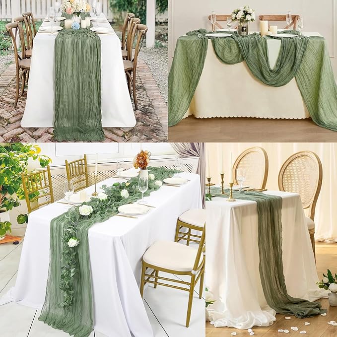 20 Pack Sage Green Cheesecloth Table Runner 10FT Rustic Gauze Fabric Cheese - Image 6