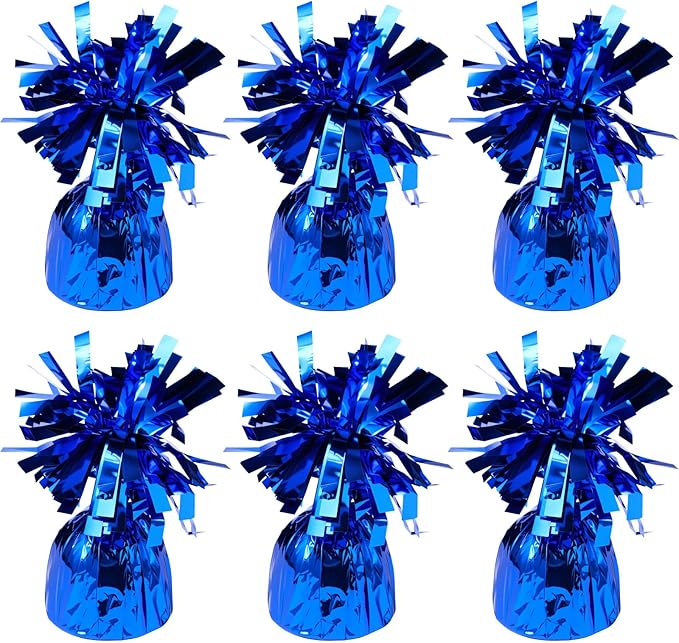 6 Pack Blue Balloon Weights Metallic Holder Anchors Balloon Holder Weights by Unknown
