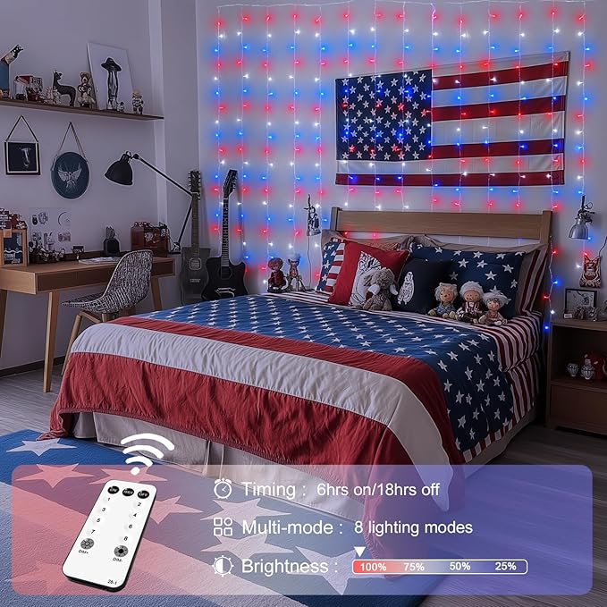 JMEXSUSS 300LED Red White and Blue Lights - Image 2