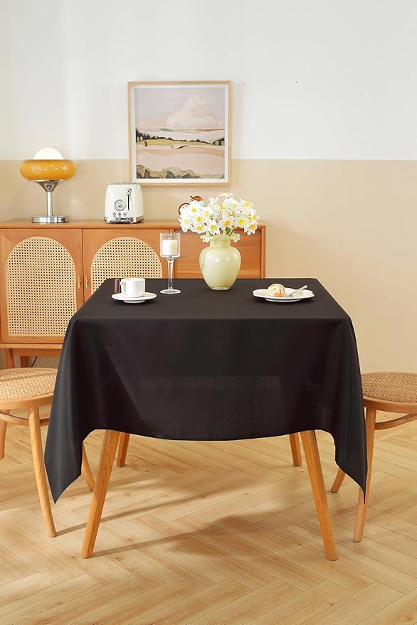 Craft And Party Square Tablecloth, 60 x 60 Inch Black Tablecloth, Polyester - Image 3