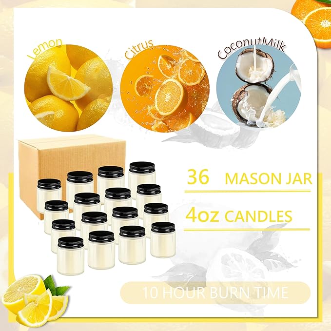 ACITHGL 36 Pcs 4oz Mini Mason Jar Candles Small Scented Candles Bulk - Image 3