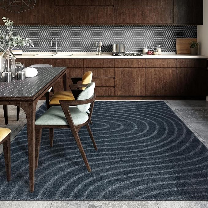 LUXE WEAVERS Modern Geometric Wave Blue 4x6 Area Rug - Image 4