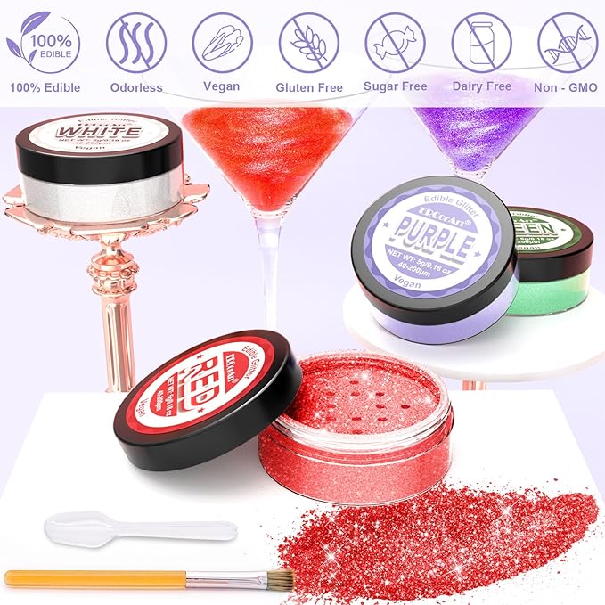 Edible Glitter - 4 Colors Luster Dust Edible Glitter - Image 3