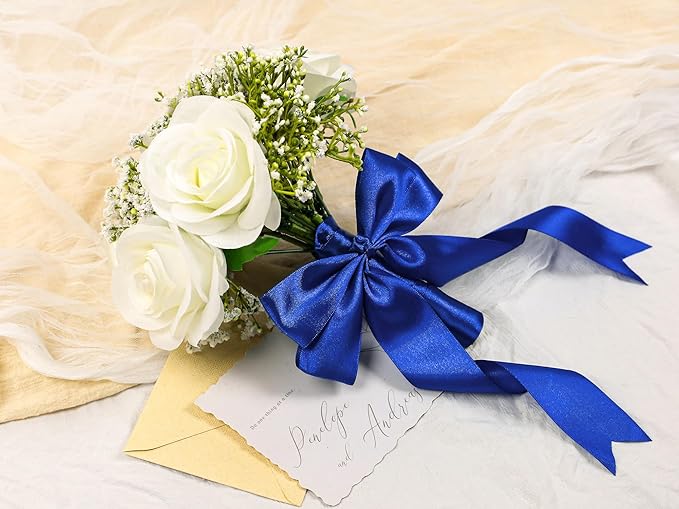 Royal Blue Satin Ribbon 1-1/2 inch X Continuous 25 Yards, Single Face Polyester - Image 6