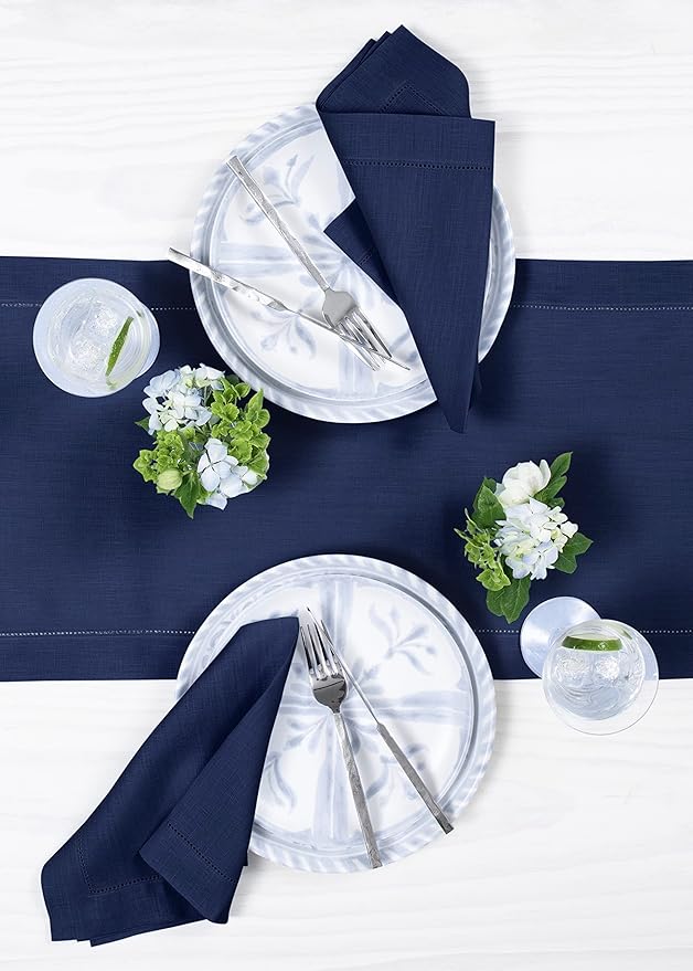 Solino Home Linen Navy Blue Table Runner 144 Inches Long - Image 3