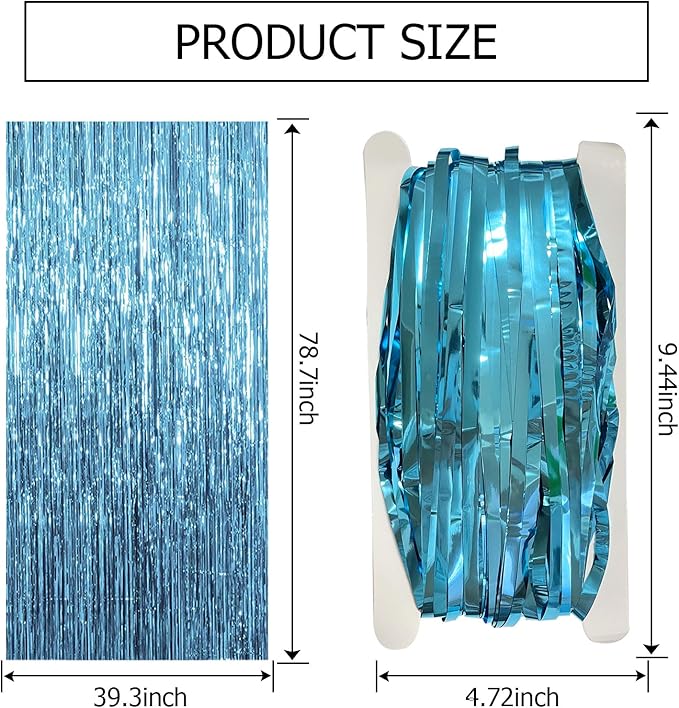 10 Pack Blue Backdrop Curtain Tinsel Streamers Ocean Themed Decor Birthday - Image 7