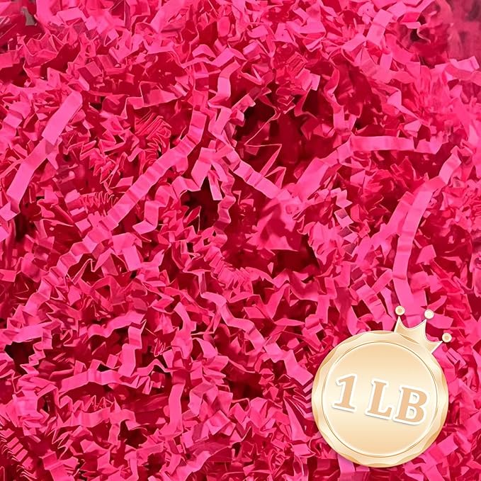 Zankubom 1 LB Hot Pink Crinkle Cut Paper Shred Filler Great by Zankubom