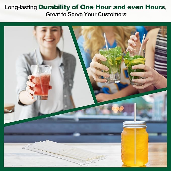 7.75 Inch Disposable Paper Drinking Straws Bulk Individually Wrapped, 0.24" Dia. - Image 3