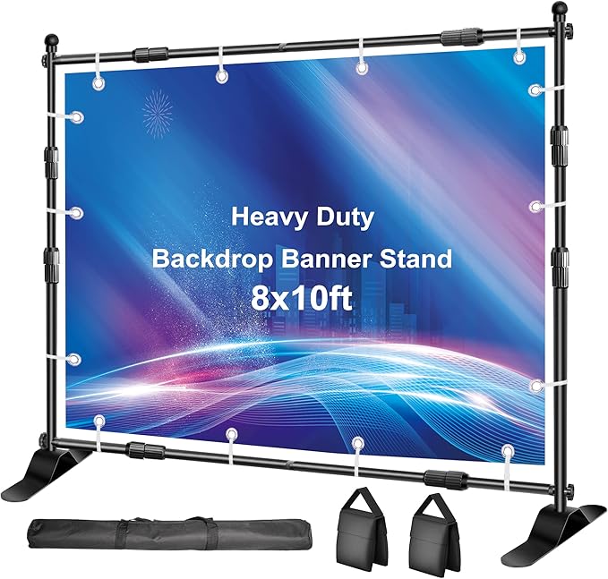 FUDESY Backdrop Banner Stand, 10x8ft Heavy Duty Display Frame, Adjustable Metal by FUDESY