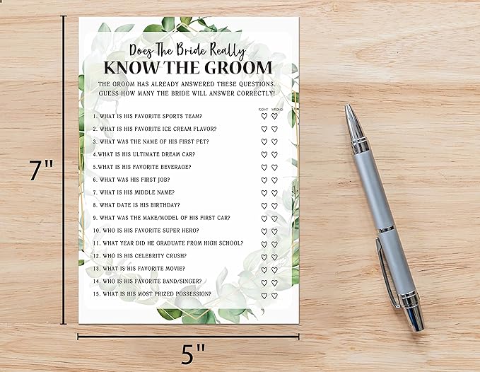 Bridal Shower Game Cards, Bride Really Know Groom Game, Tropical Jungle Theme - Image 2