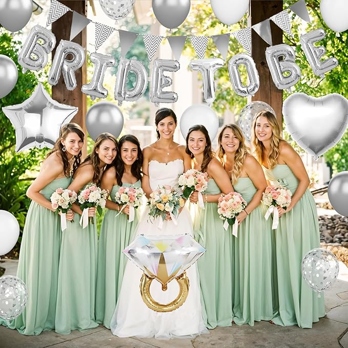 Silver Bachelorette Party Decorations, Metallic White Balloon - Image 3