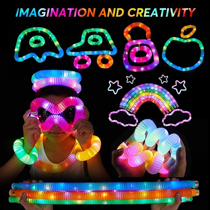 48 PCS Glow in The Dark Party Supplies, Light Up LED Pop Tubes, Glow Sticks - Image 2