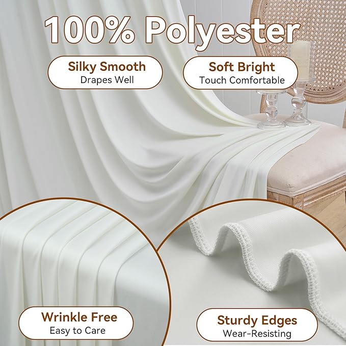 20ft x 15ft Ivory Wrinkle Free Backdrop Curtains - Image 2