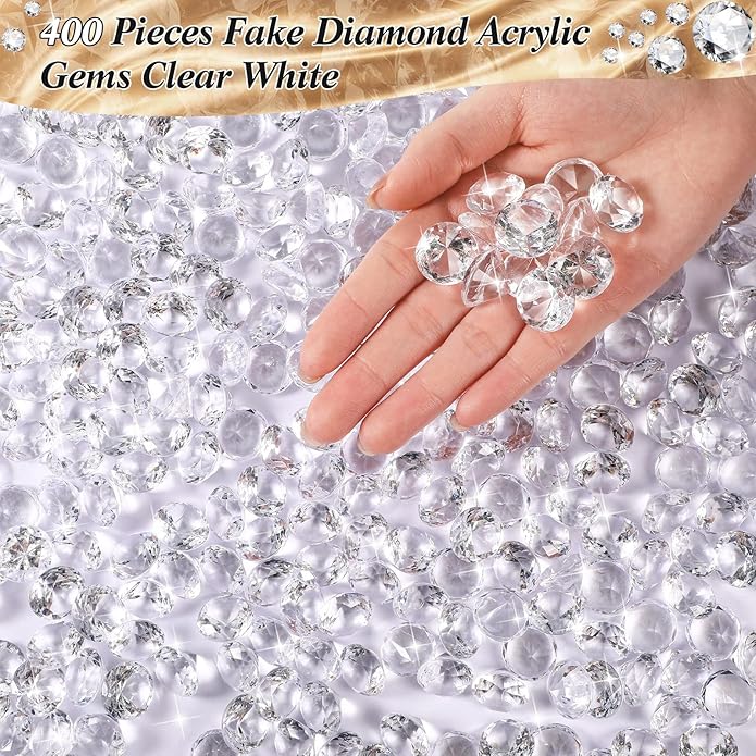 400 Pcs 0.8 Inch 20mm Clear Fake Diamonds Wedding Table Diamond Decor - Image 2