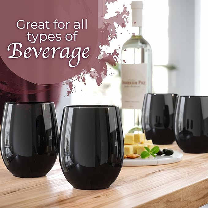 Exquisite 48 Pcs Unbreakable Stemless Plastic Wine Glasses Disposable Wine - Image 5