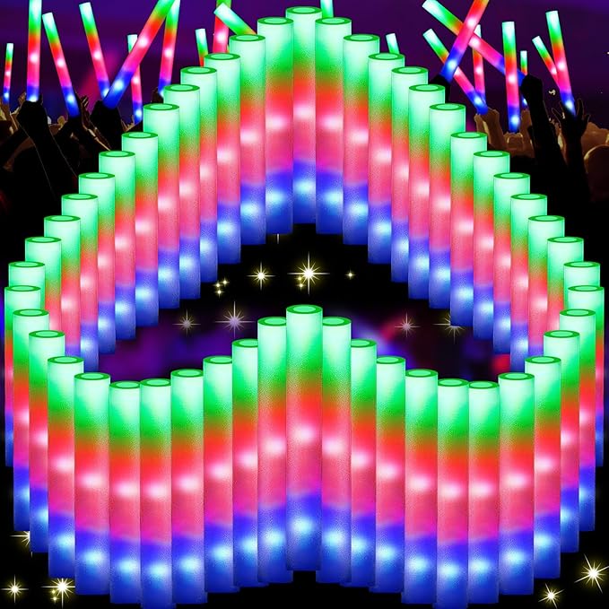 66 PCS Foam Glow Sticks, Glow In The Dark Party Supplies, Foam Light up Sticks by OLUPPGlowinTheDarkPartySupplies
