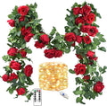 FiveSeasonStuff 29 Ft 4 Pack Christmas Red Rose Silk Flower Garland Artificial by FiveSeasonStuff