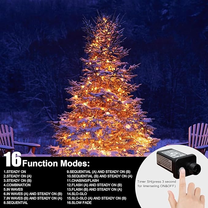 LAMPHOME 33ft Golden Christmas Decorative Mini Lights, 100 LED Transparent Wire - Image 4