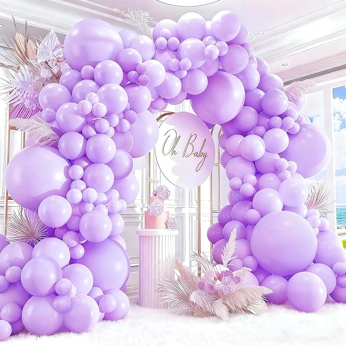 412pcs Pastel Purple Balloon Garland Arch Kit 18 12 10 5 Inch Different Sizes by PAXILE
