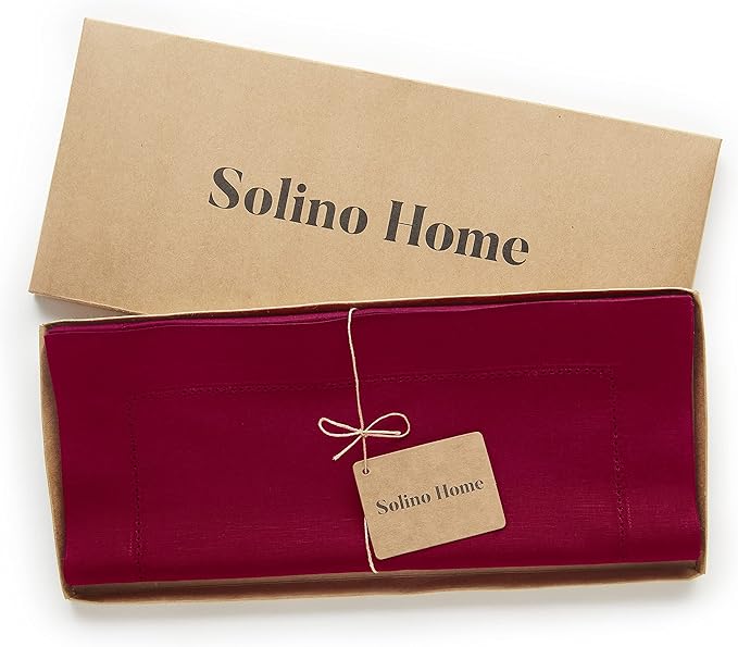 Solino Home Red Hemstitch Table Runner 48 Inches - Image 6