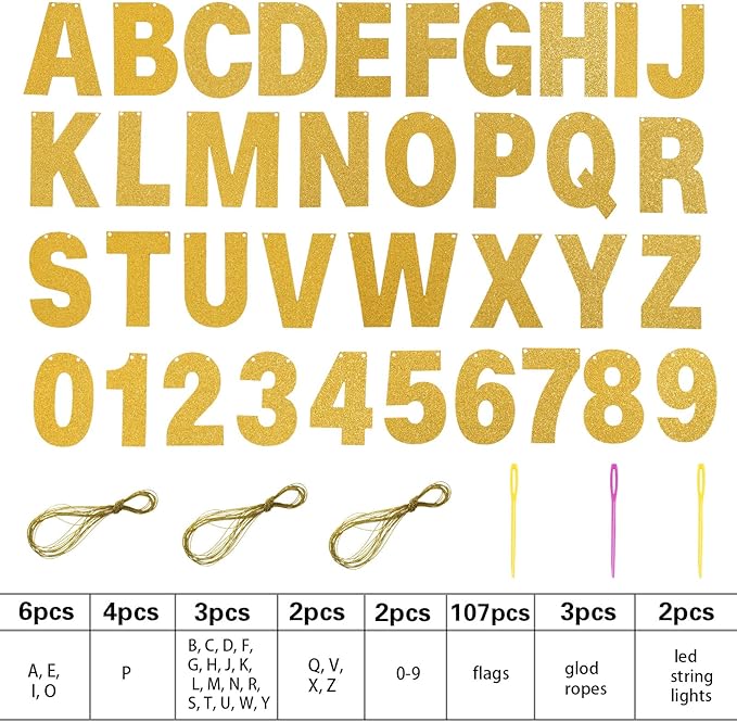TaoBary 112 Pcs DIY Letter Custom Banner Glitter Customizable Banner Kit - Image 3