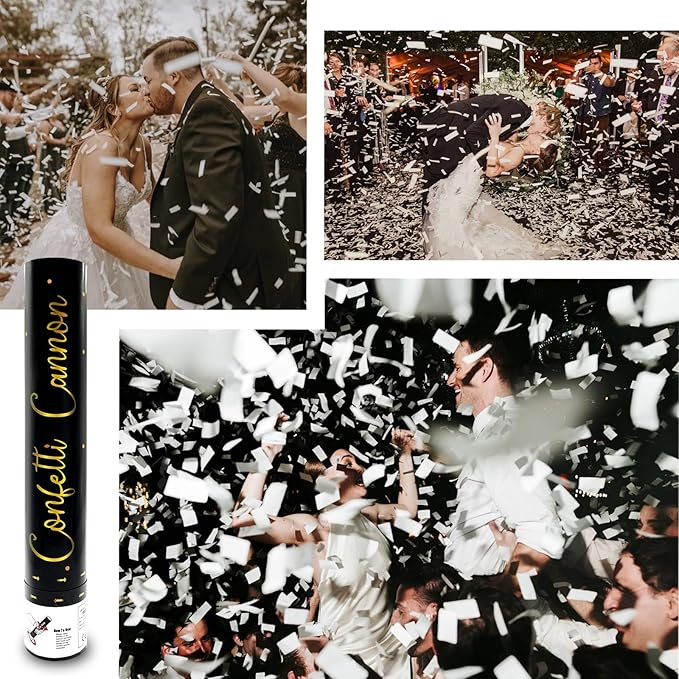 6 Pack White Confetti Poppers, 12 Inch Confetti Cannon Party Poppers Shooters - Image 3