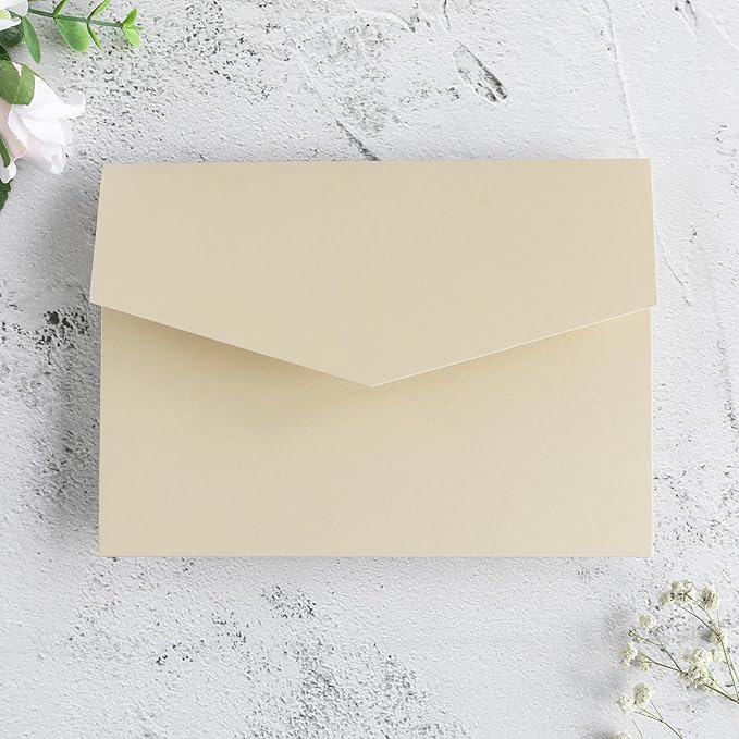 20 PCS Champagne Tri-fold Laser Cut Wedding Invitation Pockets - Image 5