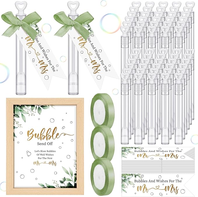 405 Pcs Wedding Bubbles Wands Set Include Heart Bubble Wands Bubbles Send Off by Gemscream