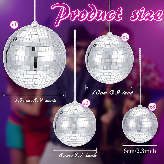 WILLBOND 12 Pack Disco Ball Mirror Ball - Image 3