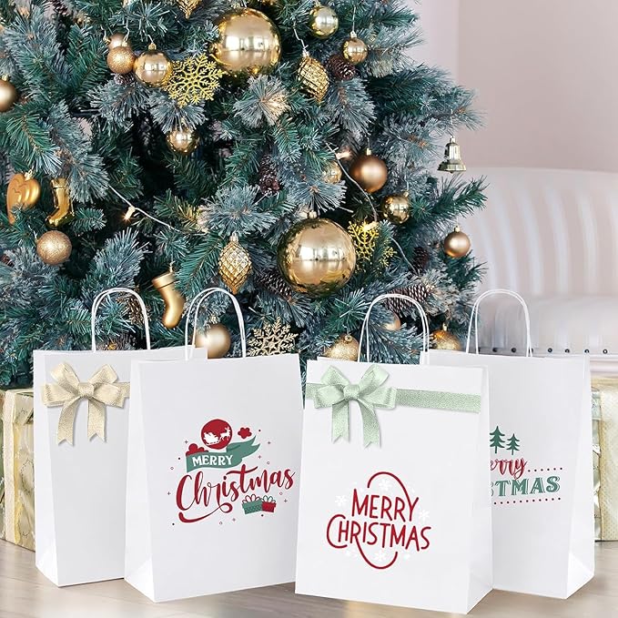 MESHA Gift Paper Bags 300 PACK 10X5X13 White Large Shopping Kraft Bags Bulk - Image 9