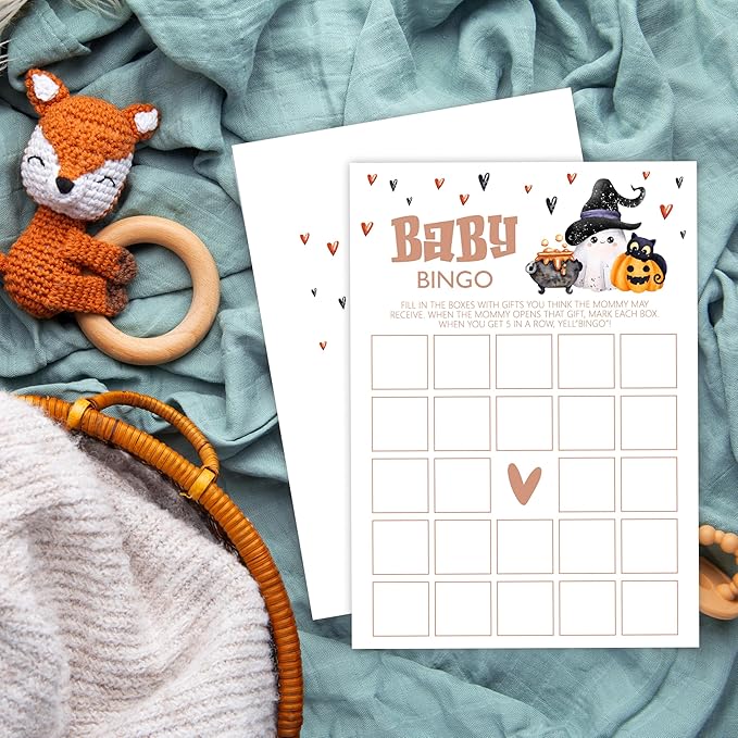 Baby Shower Games, Halloween Baby Bingo Card, 25 Double-Sided Game Cards - Image 6