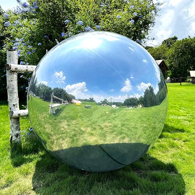 2PCS 19.7in Silver Inflatable Mirror Ball, Big Shinny Balls Reusable Large PVC - Image 7