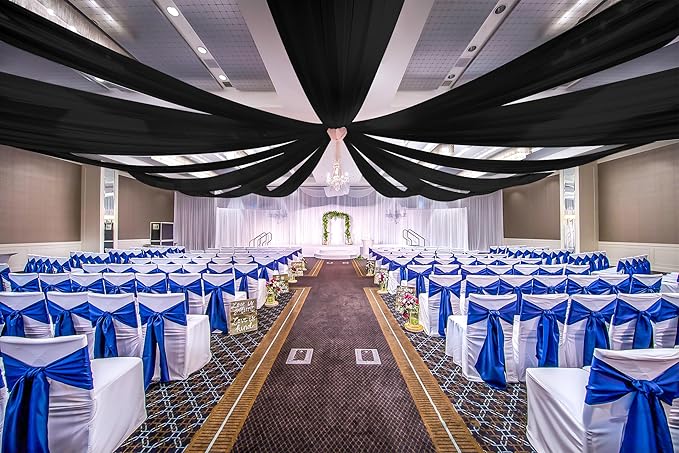 6 Panels Black Ceiling Drapes for Wedding, 5ftx30ft Ceiling Drapes Cheesecloth - Image 6