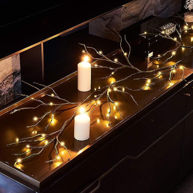 Hairui Mossy Garland Lights 6FT 48 LED Battery Operated Lighted Twig Vine - Image 3