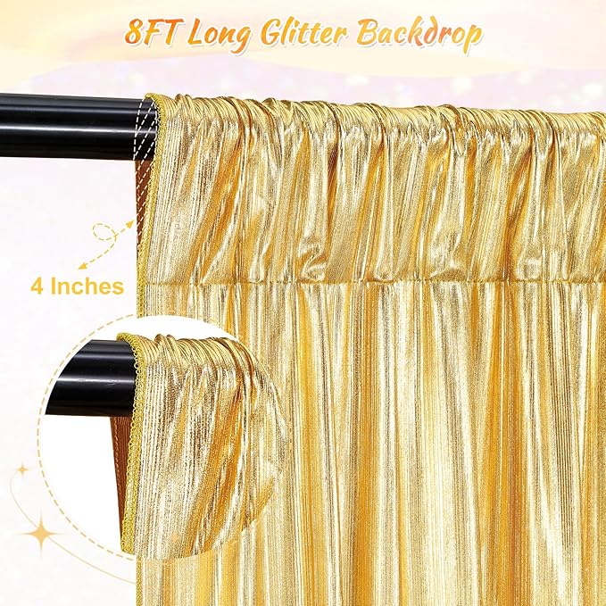 Gold Backdrop Curtains for Birthday Party: 4.8ftx8ft Sequin Background Baby - Image 5