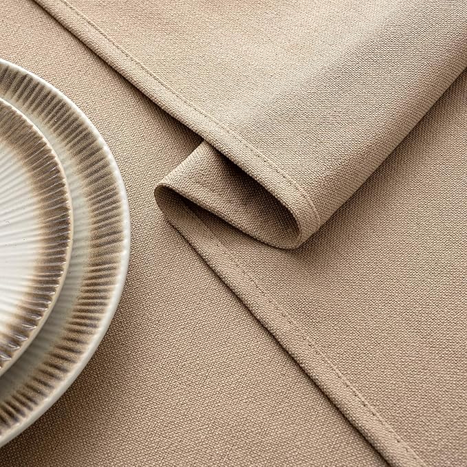 MIULEE Brown Linen Tablecloth 52x70 Inch Rectangle Table Cloth Waterproof - Image 3