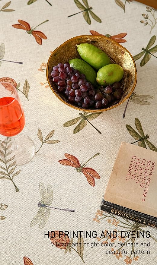 ISAENNE Designer Floral Linen Small Round Tablecloth, French Off White Elegant - Image 3
