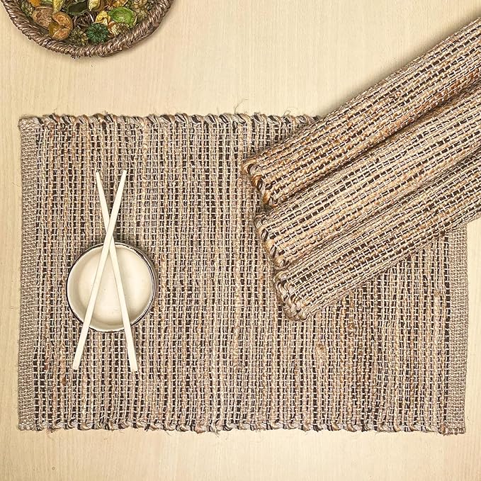 Chardin Home Natural Jute & Brown Placemats, 13x19 Inch Dining Table Placemats by ChardinHome